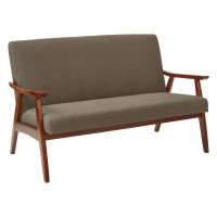 OSP Home Furnishings DVS52-K12 Davis Loveseat in Klein Otter Fabric with Medium Espresso Frame